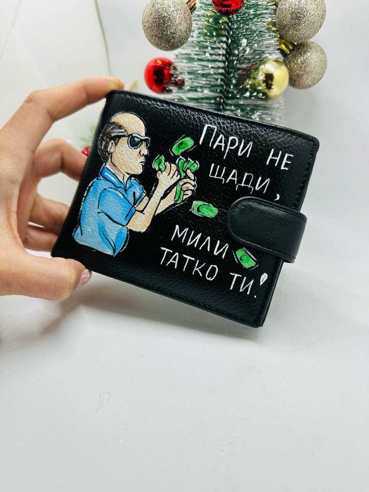 Ръчно рисуване по ваш избор на дамско и мъжко портмоне от ест. кожа