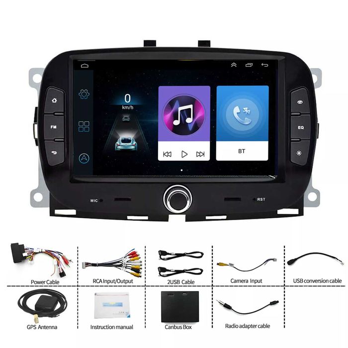 Мултимедия Двоен дин за FIAT 500 навигация 2 Дин плеър с Android 2 DIN