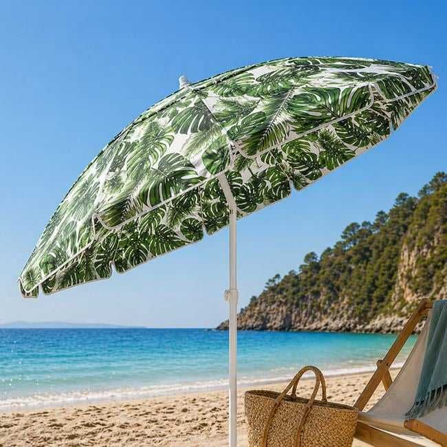 Umbrelă de Plajă Verde cu Protecție UV UPF 50+ – Diametru 2m