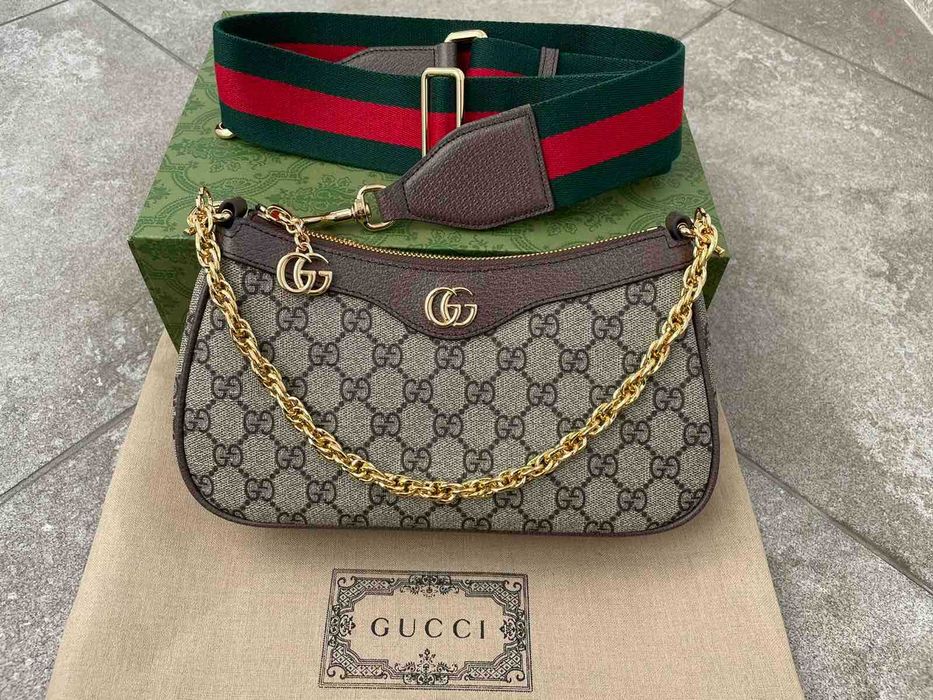 Geantă Gucci Ophidia, Pânză Piele Geantă de mână Gucci Ophidia Bej