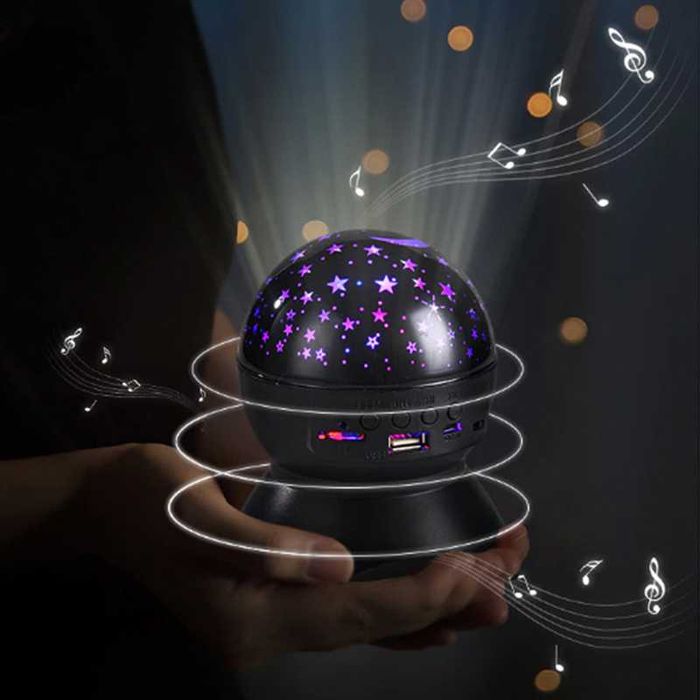 Нощна лампа, звезден прожектор, bluetooth, USB и музикален плейър