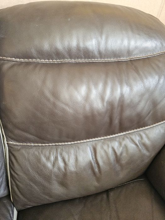 Тройка диван с релакс механизми естествена кожа