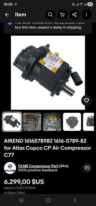 Compresor aer Atlas Copco 1616 5789 82 Pompa sapa 1616578982  Putzmei