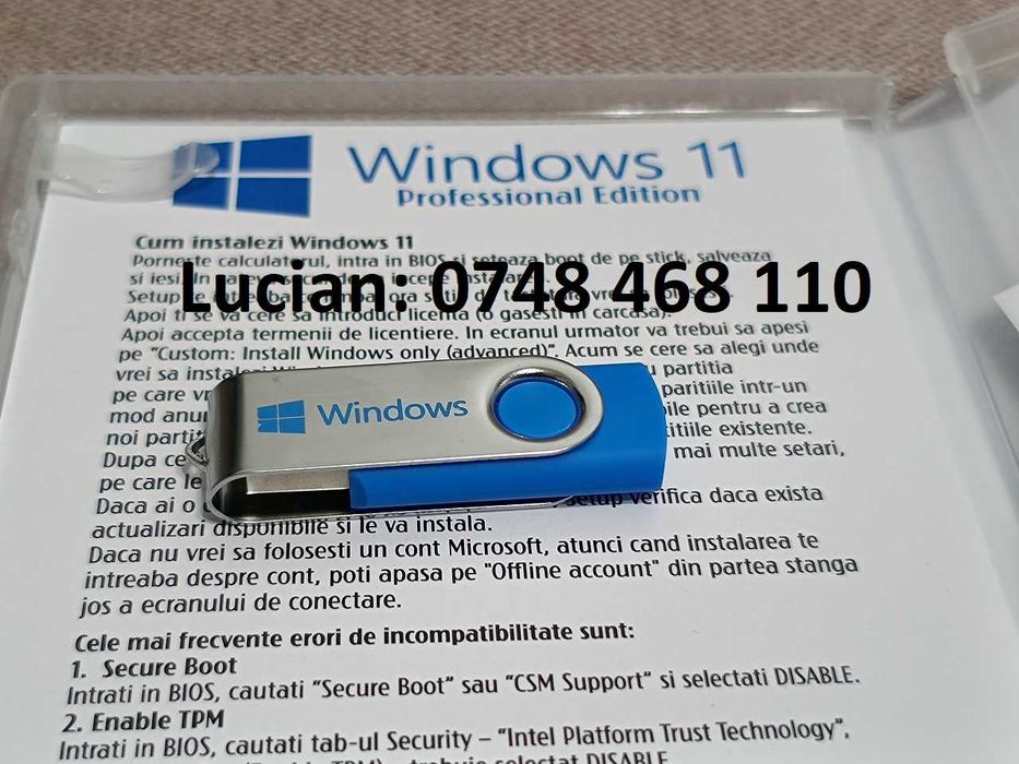 Windows 7, 8, 10, 11 Pro sau Office pe STICK USB BOOTABIL + LICENTA