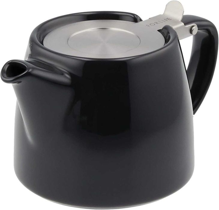 Ceainic ceramic cu infuzor Stump Teapot- nou, rosu/negru - ideal cadou