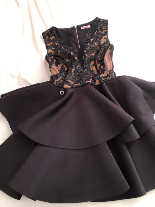 Rochie cununie civila scurta bicotone bej