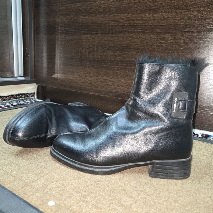 Сапоги зимние тёплые кожаные