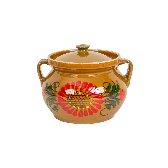 Глинен съд с капак за готвене, диаметър 18 см , вместимост 2 литра