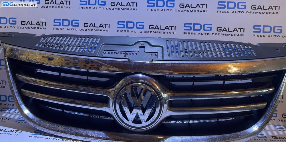 Grila cu Emblema Spoiler Bara Fata cu Rama Zgariata Volkswagen Tiguan 2008 - 2011 Cod 5N0853653A 5N0853651A 1K5853600