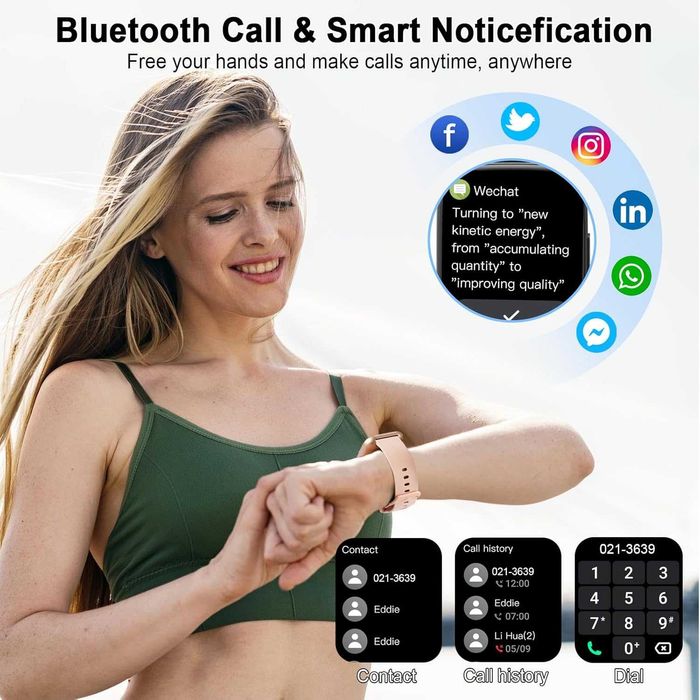 Смарт часовник 1.95" HD дисплей, Bluetooth обаждания,пулс и сън –Розов