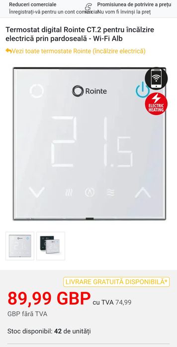 Termostat digital Rointe CT.2 WIFI