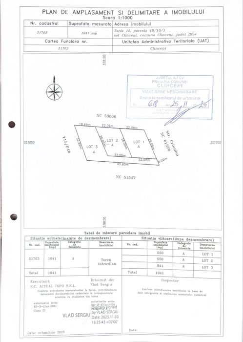 Teren intravilan de vanzare Clinceni-Bragadiru Loturi550, 550, 841mp,