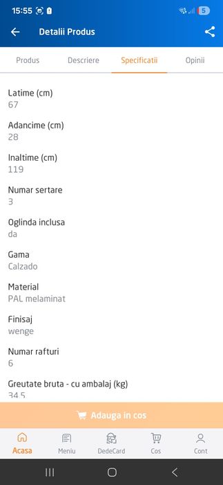 Vand pantofar 3 usi cu oglinda