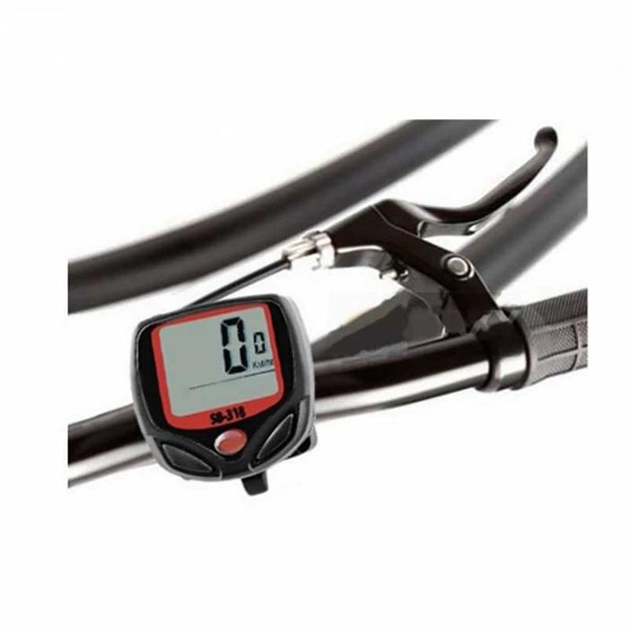 Велокомпютър с 9 функции, Водоустойчив, Жичен, LCD дисплей, 45х45мм