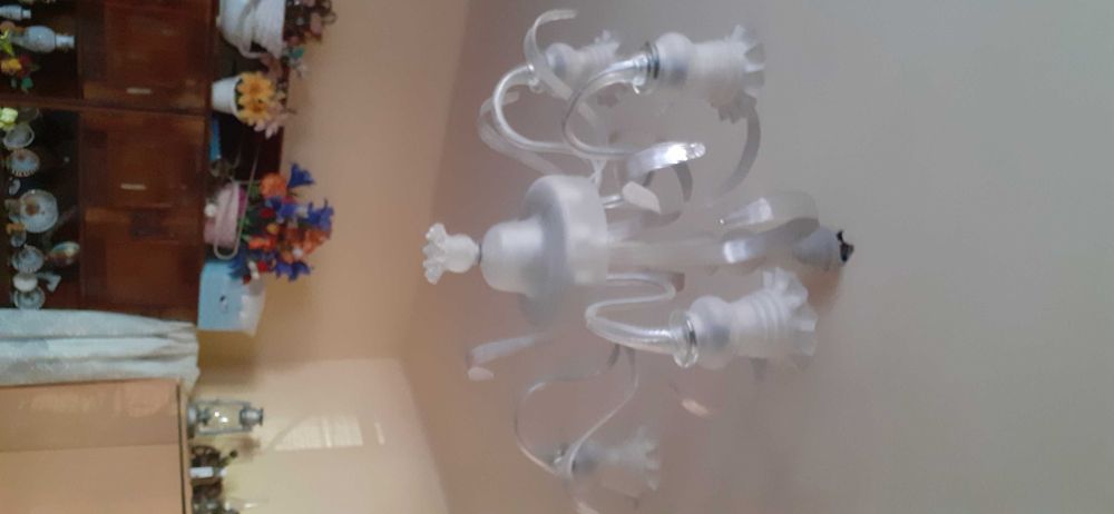 Vand Candelabru cu 4 si 5 Brate Lucrat Manual din sticla Mata