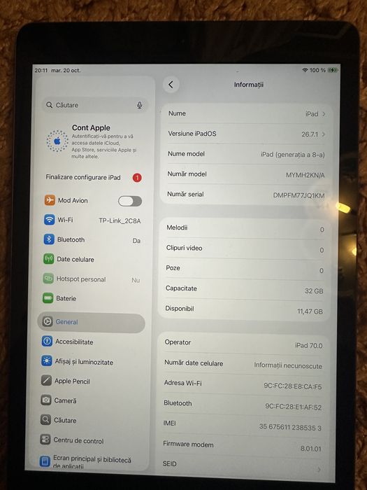 iPad 8, space grey, 32 Gb, cellular , full box