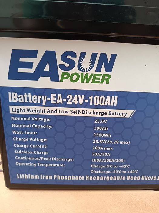 Baterii easun 24v, 100amp noi