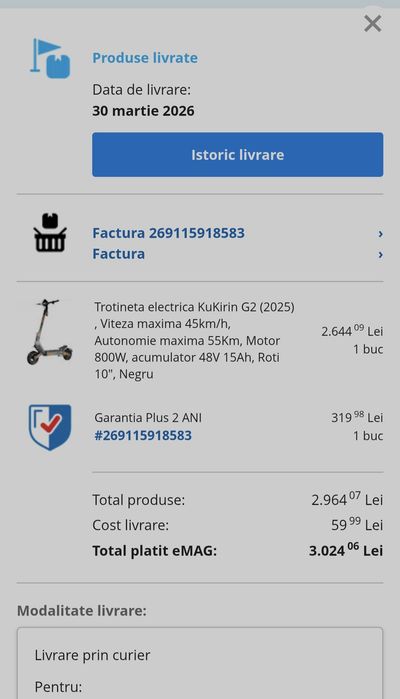 Trotineta electrica kukirin g2,aproape noua, cu garantie 3 ani