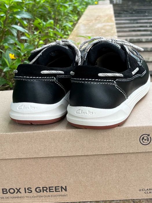Кожаные туфли-мокасины мужские, черные Clarks ATL GO (39-44)