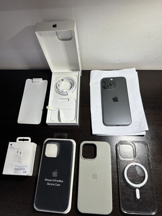 Telefon Apple iPhone 15 Promax   pro max  acte proveninta full box incarcator huse