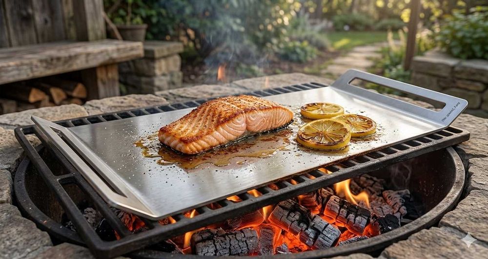 Plită Grătar Profesională INOX Alimentar 316 (6mm grosime) + CADOU Presă Smash Burger