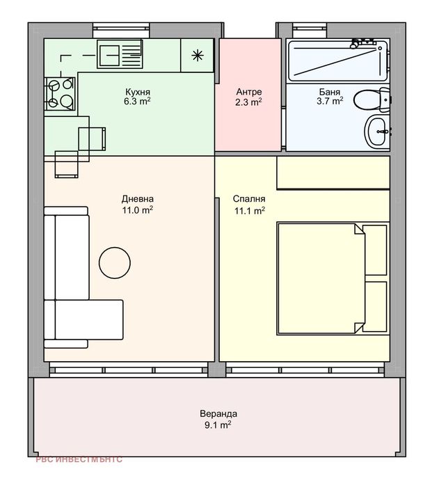 Сглобяема къща от 42 кв.м.