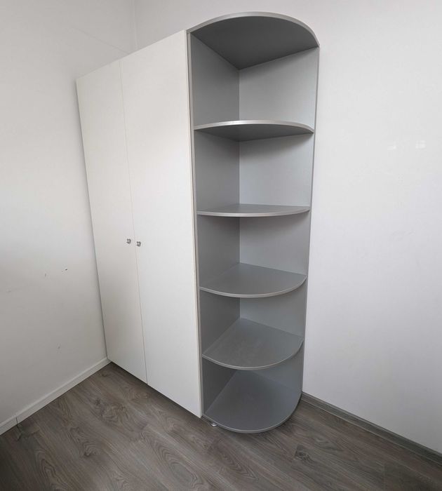 Dulap haine compartimentat, alb cu gri (150x226 cm)
