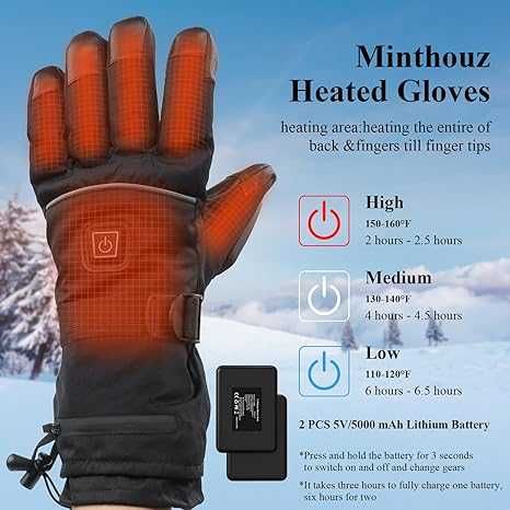 Mănuși încălzite cu acumulatori 5000mah,MINTHOUZ,masura XL,sigilat