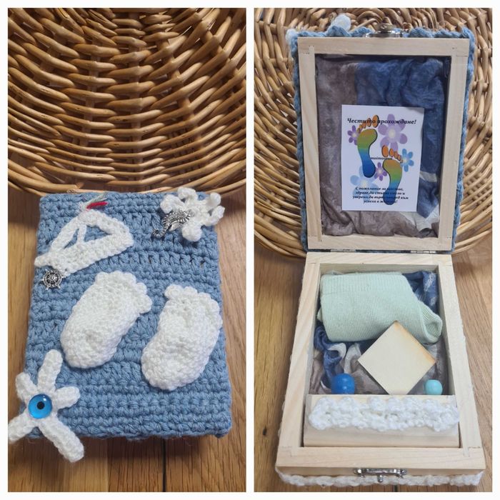 Дървена кутийка с плетиво - ръчна изработка .