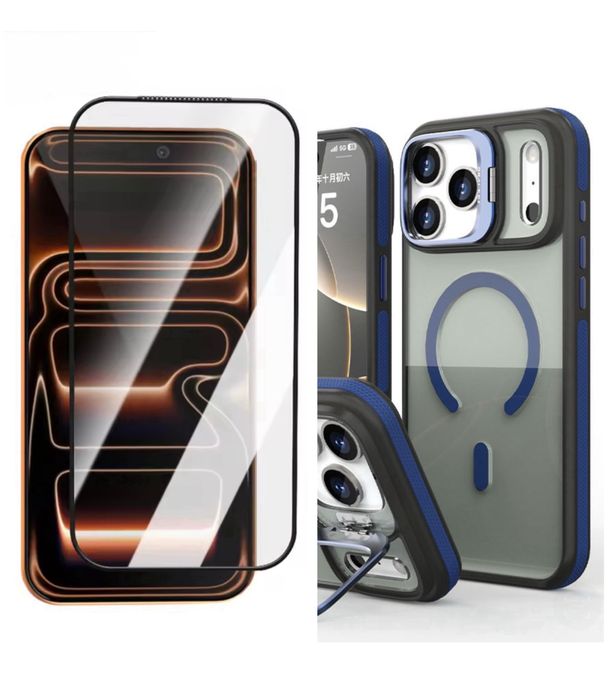 Husa Kickstand + Folie Sticla - Iphone 17/17 PRO/17 PRO MAX/17 AIR