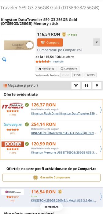 Stick USB Kingston 256GB SIGILAT
