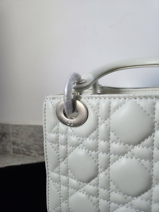 Lady Dior Mini White Silver Hardware