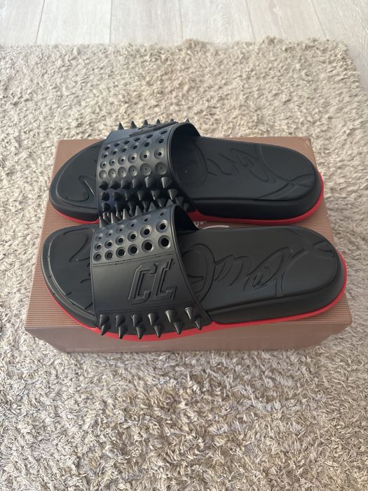 Christian Louboutin Pool Fun Spikes Slides  Black 43 размер