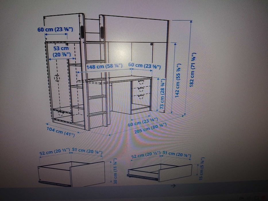 легло-надстройка, с бюро с 4 чекмеджета