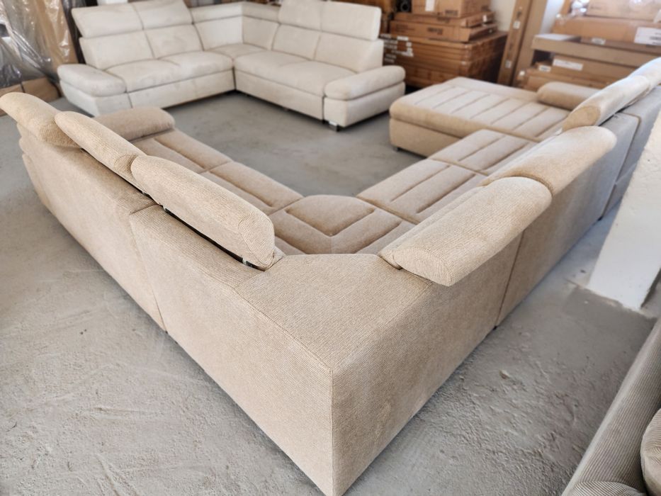 NOU Coltar U form, CAPPUCCINO/GRI, stofă, extensibil