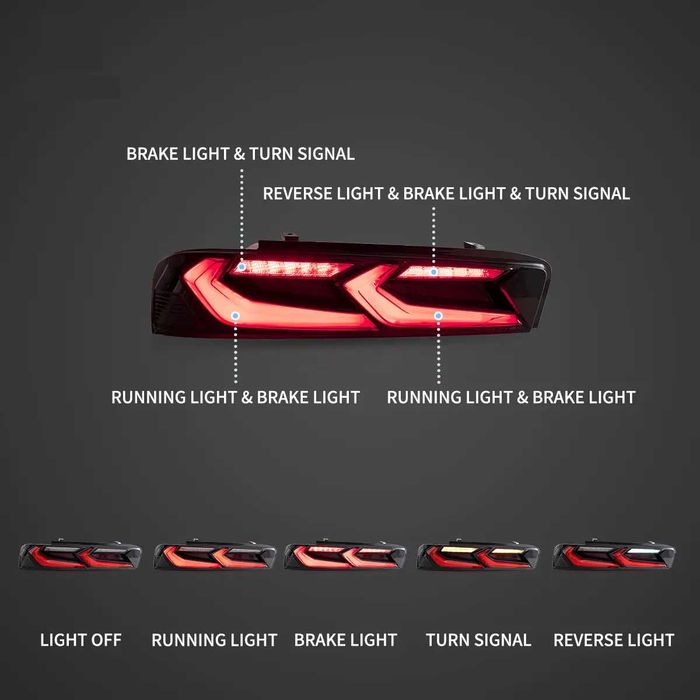 Стопове с динамични жълти мигачи за Chevrolet Camaro 2016 - 2018