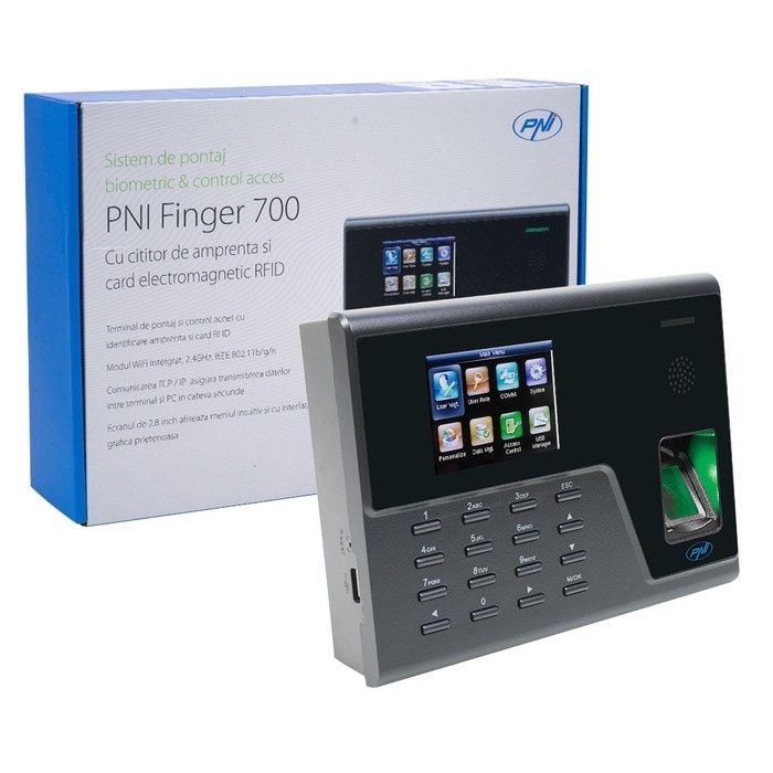 Sistem de pontaj biometric PNI FINGER 700, acces cu parola, cititor de amprenta si card electromagnetic