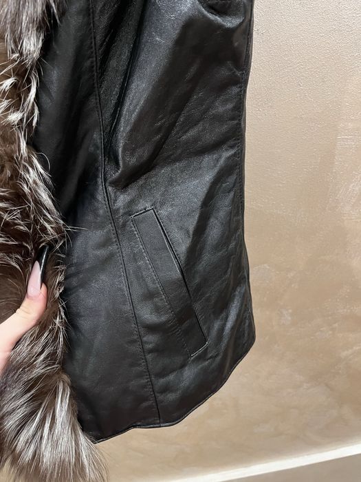 vesta din piele naturala si blana vulpe
