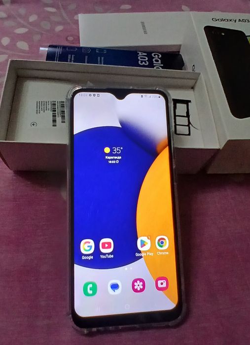 Samsung galaxy A03 ,коробка документы есть