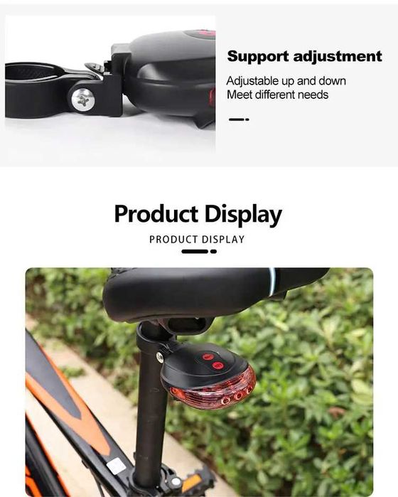 Stop bicicleta cu 5 leduri cu 7 jocuri de lumini si 2 lasere