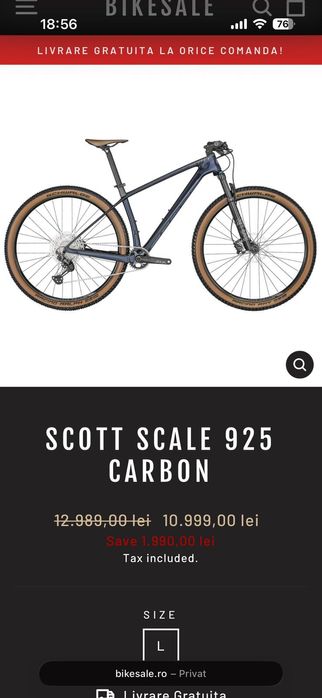 Bicicleta MTB Scott Scale 925 Carbon,L,roti 29,NOUĂ!!!