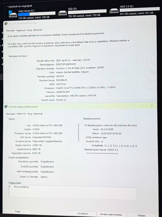 Lenovo Legion i5-8400/GTX 1060 3GB / 16GB RAM / SSD 1TB/ 2x HDD 1TB