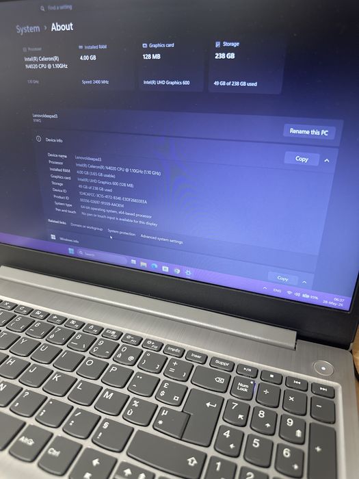 Laptop impecabil Lenovo Ideapad 3 15IGL05 intel, SSD