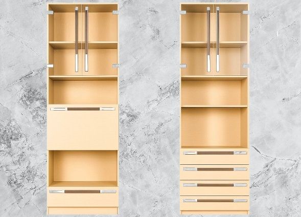 Цена - 40€. Два Компактни Модула за Дневна стая в цвят Млечен Дъб/Бук