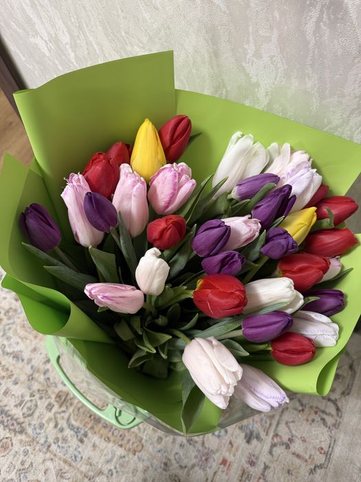 Продам свежий букет из 35 тюльпанов