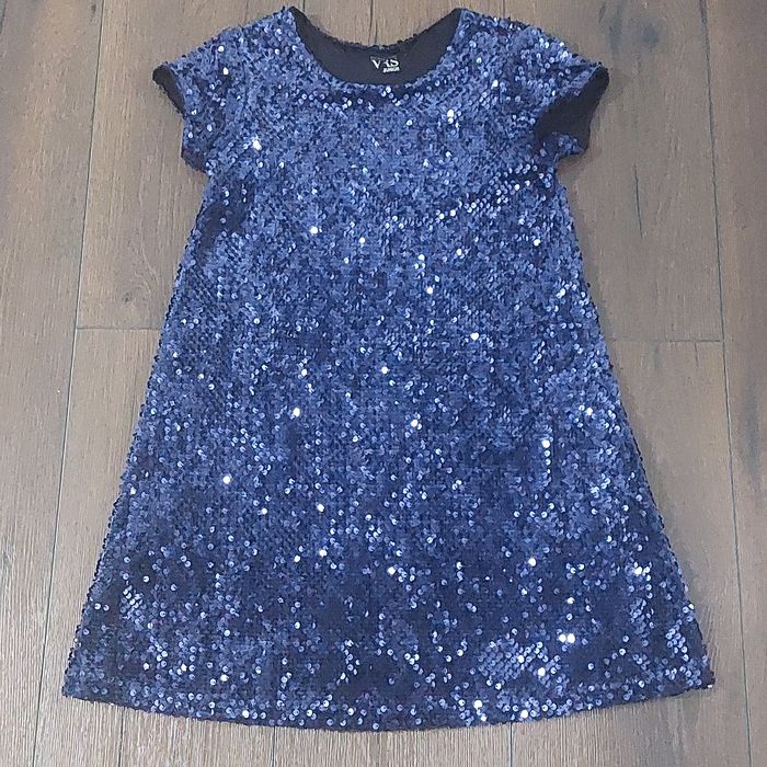 Rochie fetițe 8 ani bleumarin paiete