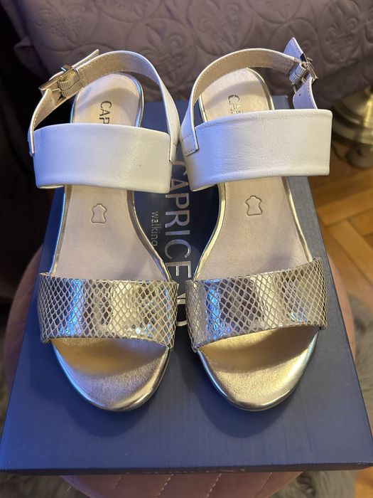 Sandale piele naturala bej auriu 37 1/2