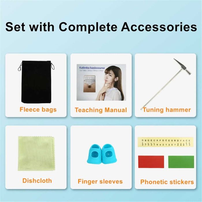 Комплект Калимба Miwayer,Махагоново дърво,21 клавиша,калъф и аксесоари