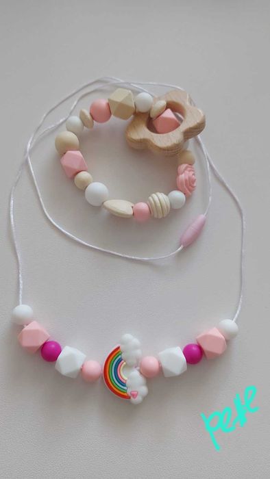 Персонализиран клипс за биберони, гердан за кърмене, гривна дъвкалка