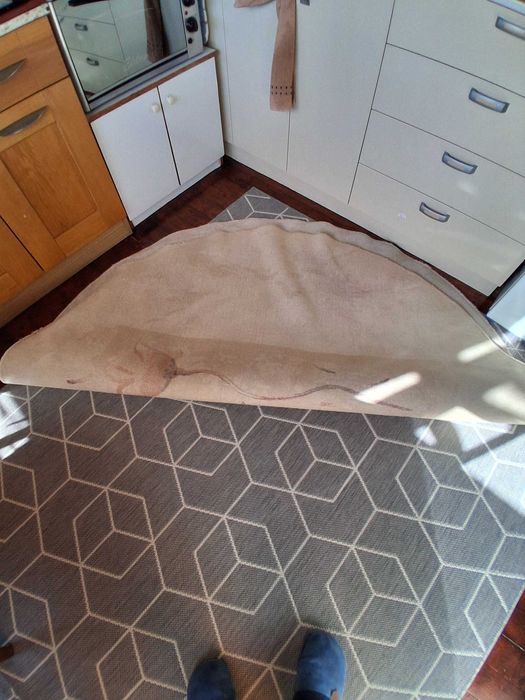 кръгло килимче/бежаво